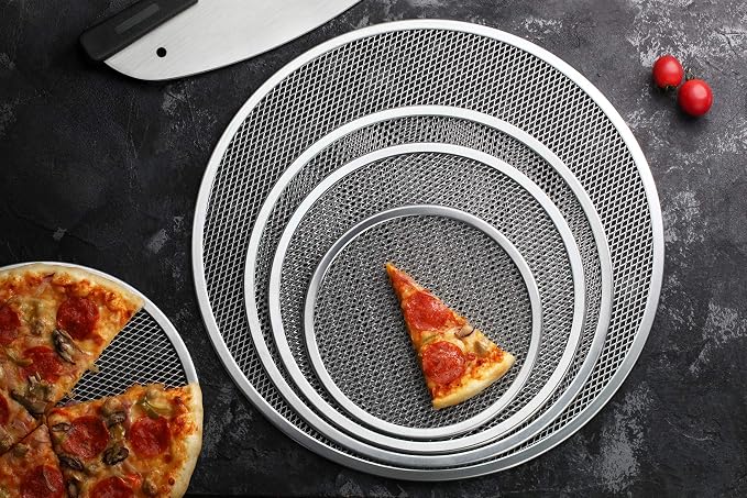 New Star Foodservice Restaurant-Grade Seamless Aluminum Pizza Baking Screen, 10 Inch, Pack of 6 - Image 6