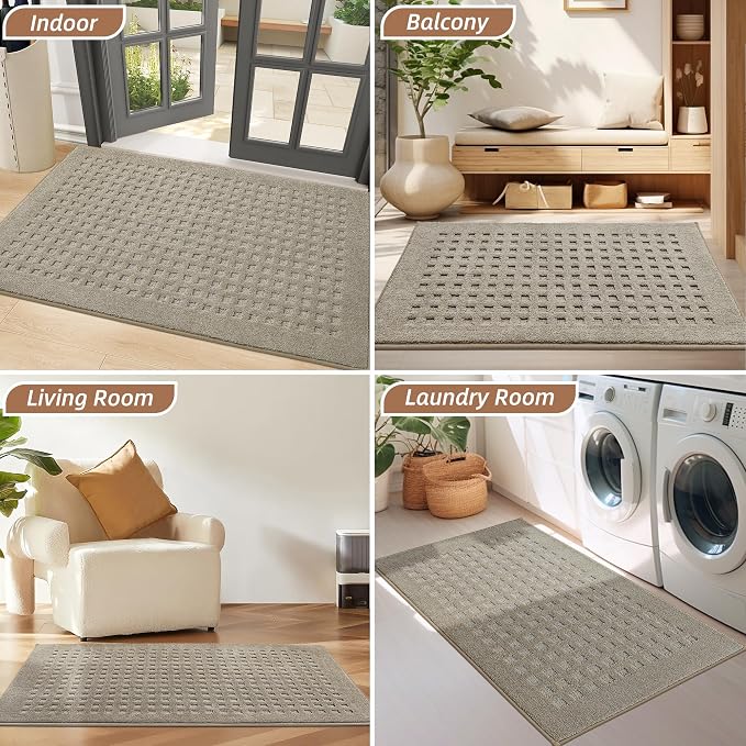 BEQHAUSE Dirt Trapper Door Mats 36"x60", Non Slip Washable, Beige - Image 8