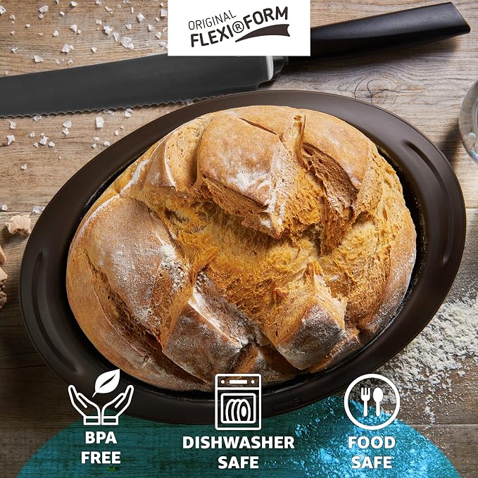 LURCH Germany Flexiform Oval Bread Pan For Baking All Kinds Of Bread | Mold Is Made Of 100% BPA-Free Premium Platinum Silicone | 9.4" x 7.1" - Brown - Image 2
