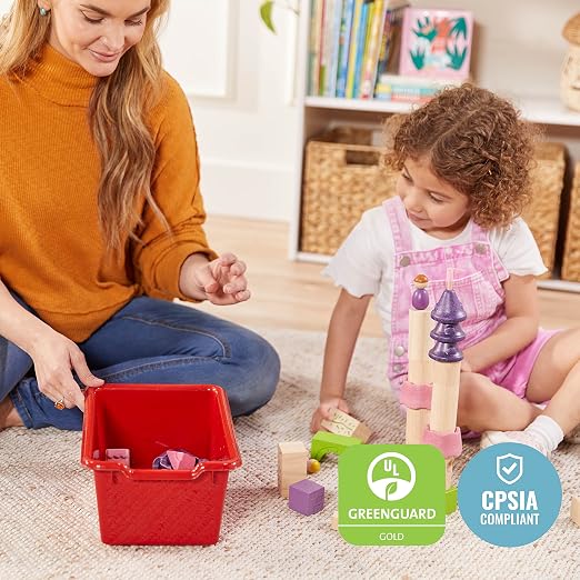 ECR4Kids Scoop Front Storage Bins, Multipurpose Organization, Red, 10-Piece | Durable plastic, GREENGUARD Gold Certified, 1.2 gallon capacity, lightweight & nestable, built-in handle, classroom/home use - Image 7