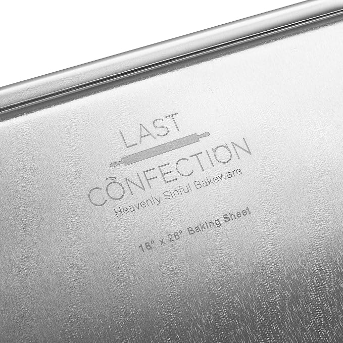 Last Confection 18" x 26" Commercial Grade Baking Sheet Pans, 8 Pack - Aluminum Full-Size Rimmed Cookie Sheet Trays - Image 6