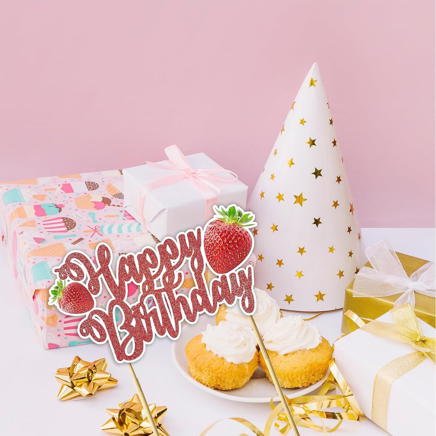 Seyal® Real Strawberry Happy Birthday Cake Topper