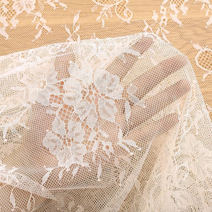 Pack of 6 Lace Tablecloth Ivory Table Fabric 60x120 Inch for Rustic Wedding - Image 4