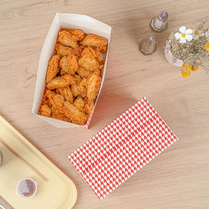 Restaurantware Takeout Lunch Box 400 Count 80 Ounces Spill-Resistant Chicken Box Freezer-Safe Greaseproof Paper Red - Image 10