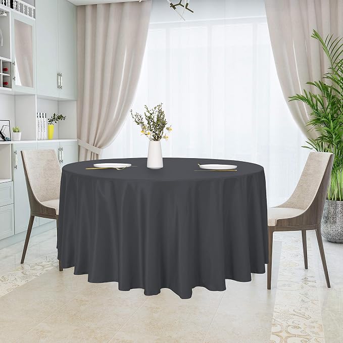 sancua Round Tablecloth, 120 Inch, Grey - Image 3