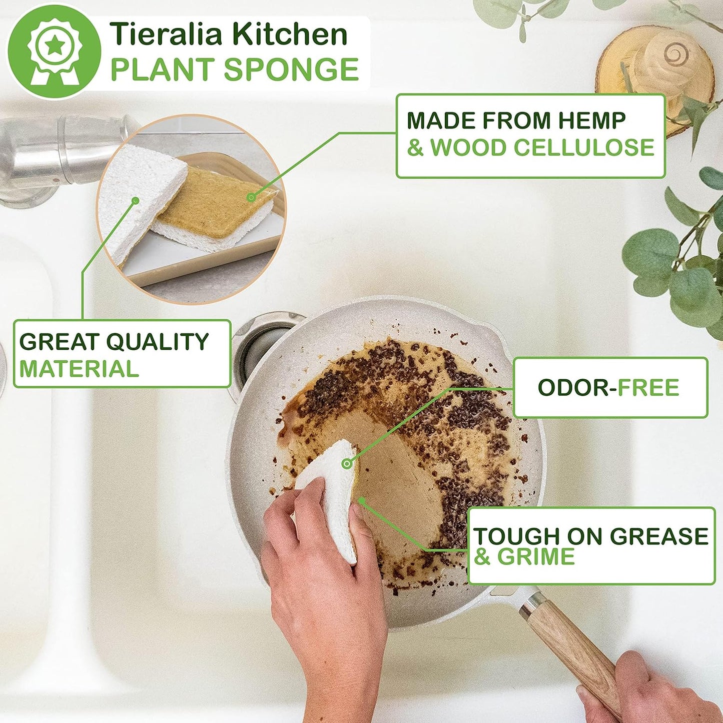 Tieralia Bamboo Dish Brush Gift Set – 5-Piece Kitchen Cleaning Bundle with Bottle Brush, Palm Brush, Scrub Brush & Sponge Pads | Elegant Wood Handles, Scratch-Safe Bristles, Giftable Packaging