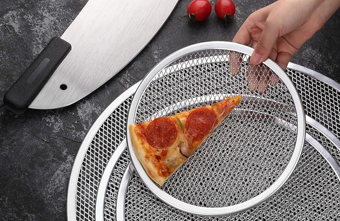 New Star Foodservice Restaurant-Grade Seamless Aluminum Pizza Baking Screen, 10 Inch, Pack of 6 - Image 9