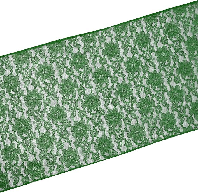 Zen Creative Designs 10 Pack Floral Lace Table Runner Sheer Lace Event Party Wedding Table Decor (12" by 90", Hunter Green) - Image 2