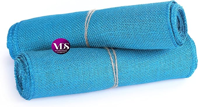 VDS Pack of 5, Burlap Table Runner 100% Natural Jute Rustic Hessian Table Cloth Centrepiece for Wedding Bridal Shower Birthday Event Party Banquet Table Decoration (Size 12X108 Inch)(Teal) - Image 5