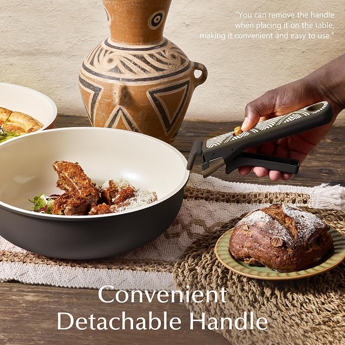 CAROTE 21pcs Ceramic Cookware Set, Pots and Pans Set with Detachable Handle - Image 7