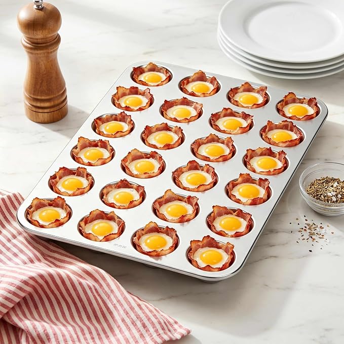 Homikit 18/10 Stainless Steel Mini Muffin Cupcake Pan 24 Cups, Non Toxic | 2PCS Premium Cupcake Tray for Oven, Metal Muffin Baking Tins for Egg Bites, Rust Free, Dishwasher Safe, Heavy Duty - Image 9