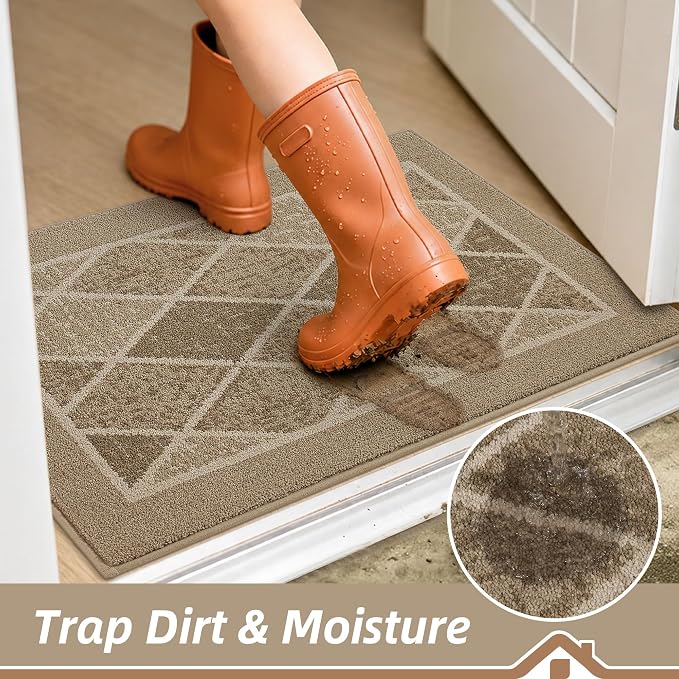 BEQHAUSE Dirt Trapper Door Mats 32" x 48", Non-Slip Washable, Beige - Image 3