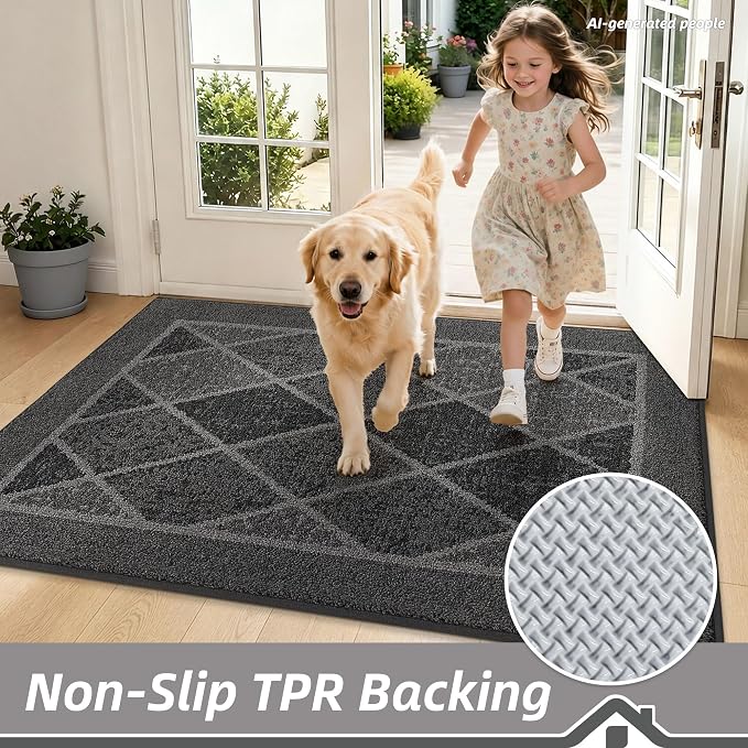 BEQHAUSE Dirt Trapper Door Mats 20" x 32", Non-Slip Washable, Grey - Image 4
