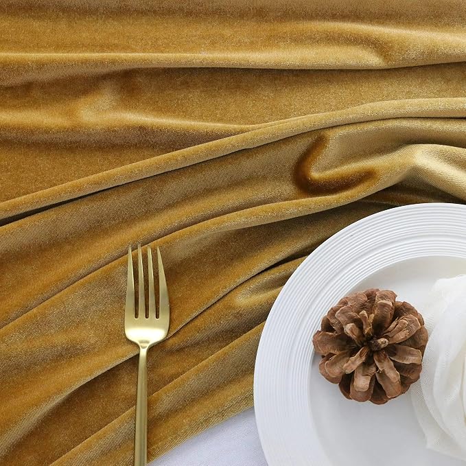Velvet Table Runner, 5 Pack Luxurious Wedding Reception Decorations Soft Velvet Fabric Table Linen Overlay for Party (20 x 120 inch, Gold) - Image 5