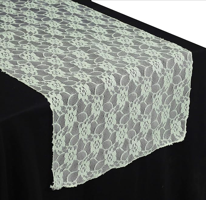 MDS Pack of 10 Wedding 12 x 108 inches Lace Table Runner for Wedding, Decorations for Birthday Parties, Banquets, Graduations, Engagements, and Runners fit Rectangle, Round Table- Ivory by MDS
