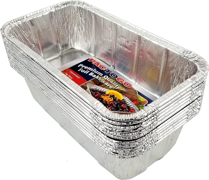 PACTOGO Loaf Pans - Disposable Aluminum Foil 1 1/2 lb. Bread Tins 8.5" X 4.5" X 2.3" (Pack of 12) - Image 3