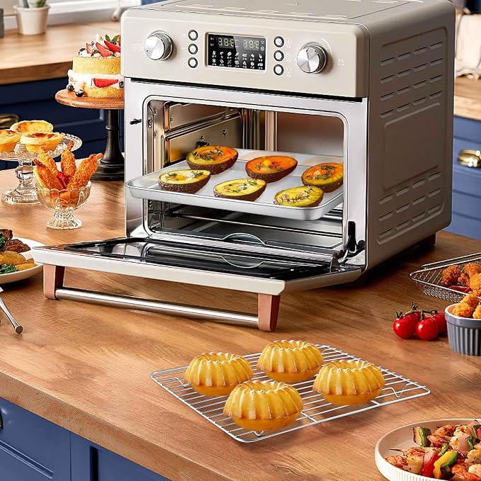 Homikit Mini Baking Sheet with Wire Rack for Toaster Oven (2 Pans+2 Racks) | 9x7 Inch Stainless Steel Baking Sheets with Cooling Racks Set, Small Cookie Pans Nonstick, Metal Bacon Tray, Dishwasher Safe - Image 3