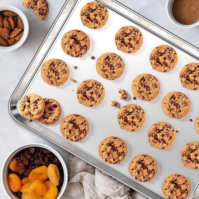 Homikit 2 Pack 16x12 Inch Stainless Steel Jelly Roll Pan Set, Non Stick | Large Cookie Sheets for Baking, Metal Baking Pans for Oven, Flat Bacon Tray, Rustproof, Heavy Duty, Dishwasher Safe - Image 4