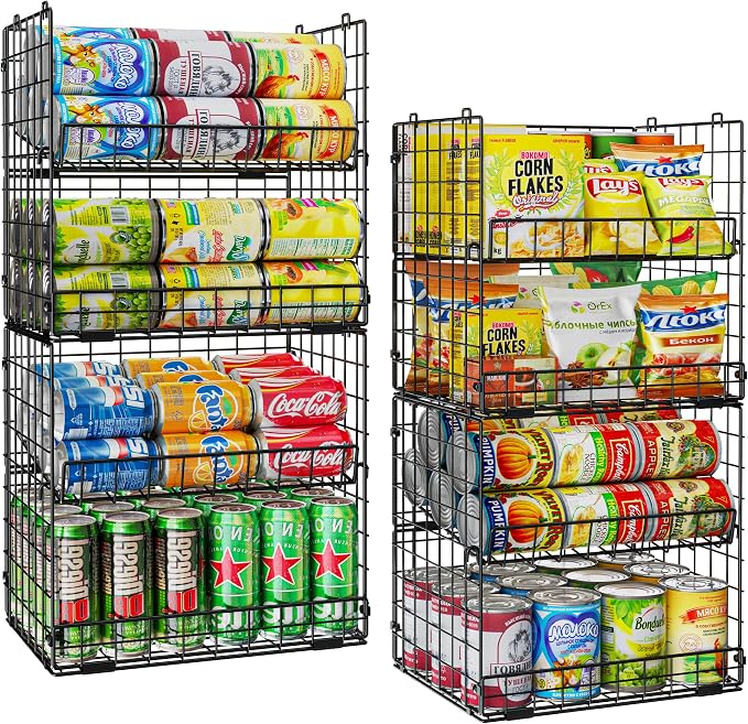 JKsmart 8-Tier XXL Stackable Wire Basket, Pantry Organizers and Storage | Stackable Storage Bins with Dividers & Handles for Pantry Kitchen & Snacks Fruits Veggies & Can Organizer by JKsmart