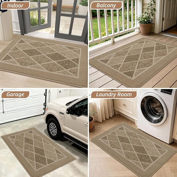 BEQHAUSE Dirt Trapper Door Mats 32" x 48", Non-Slip Washable, Beige - Image 9