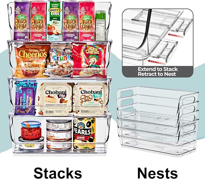 Sorbus Clear Pantry Organizer with Stackable Storage Bins, Open Front - Image 6