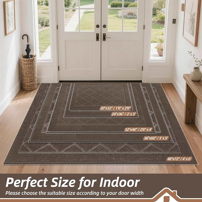BEQHAUSE Dirt Trapper Door Mat 24" x 36", Doormat Non-Slip, Light Brown - Image 2
