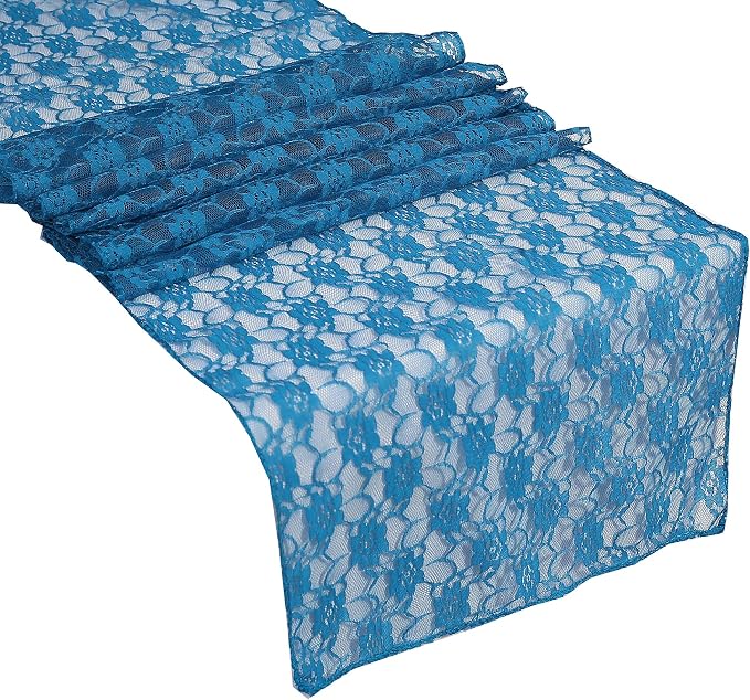 VDS Pack of 25 Floral Lace Table Runners Centerpiece Cloth Linen for Wedding Bithday Graduation Engagement Ceremony Events Party Banquets Table Decoration (12x108 inch) (Dark Teal) by VDS