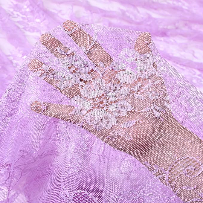 Light Purple Tablecloth Outdoor Lace Table Fabric 2pcs 60x120 Inch for Home - Image 5