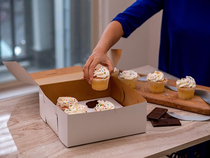 SCT White One-Piece Non-Window Bakery Boxes, 9 x 9 x 4, White, Paper, 200/Carton - Image 9