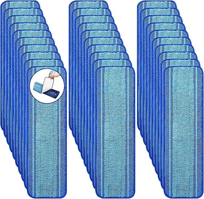 30-Pack Microfiber Mop Pads for Bona Mop- Washable Reusable Refills for Hardwood, Tile & Multi-Surface Floors | Pet Hair & Stain Remover by BYOFI