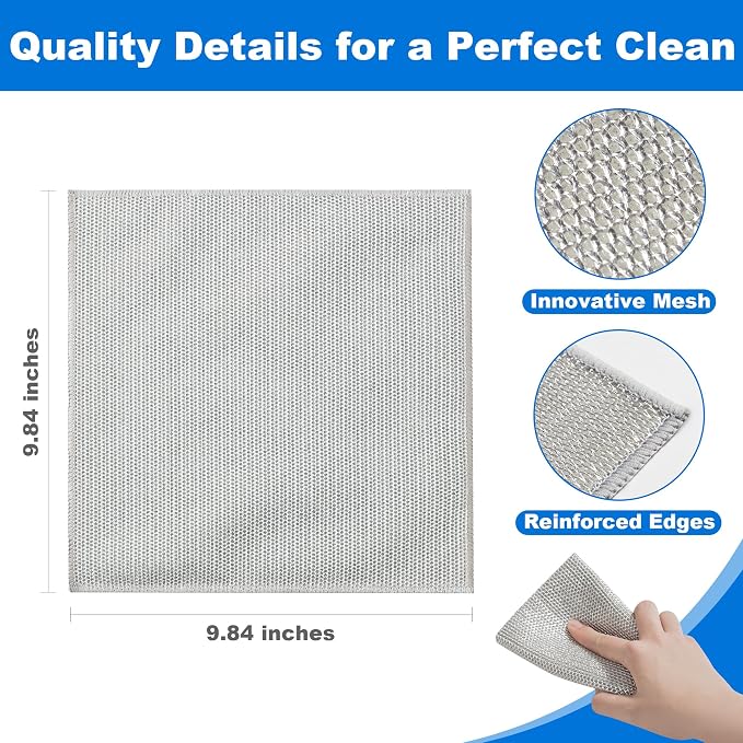 JOYMOOP Dual-Sided Silver Microfiber Cleaning Cloths, Multipurpose, 3 Pack - Image 7