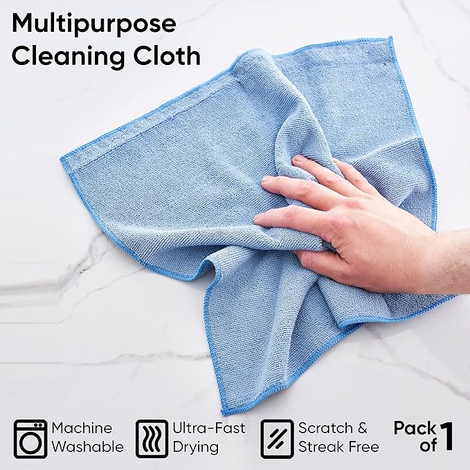 Superio Microfiber Cleaning Cloth 16" x 16" Blue Washing Towel for Home, Kitchen, Auto, Window and Office/No Detergents Needed, Scratch & Streak Free, Miracle Clean, Ultra-Fast Drying, 8 Pack - Image 4