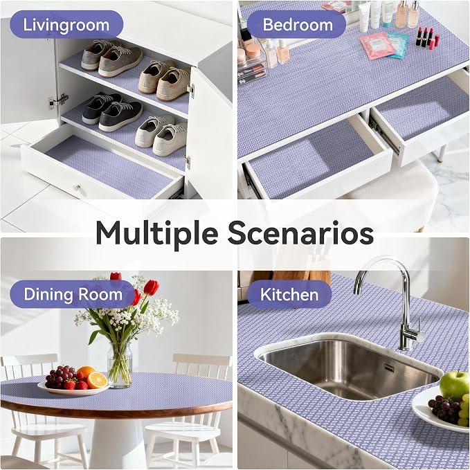FIFTY FEET 18"x96" Non-Adhesive Shelf Liner for Kitchen Cabinets and Drawers, Washable Non-Slip PVC Cabinet Liner (Blue Circle)(1 Roll) - Image 9