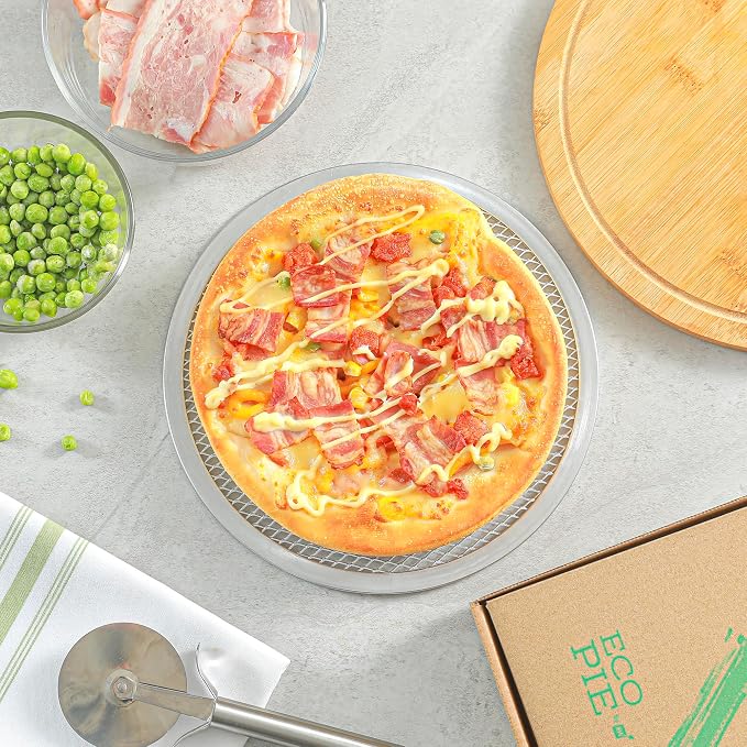 Restaurantware 9 Inch Aluminum Pizza Screen Pack of 12 Mesh Baking Tool For Crispy Crust, Lightweight Stackable Seamless Rim Rust-Resistant Baking Screen, Reusable for Pizzerias, Home Oven Use - Image 6
