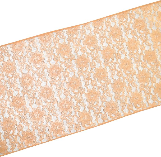 Zen Creative Designs 10 Pack Floral Lace Table Runner Sheer Lace Event Party Wedding Table Decor (12" by 90", Peach) - Image 2