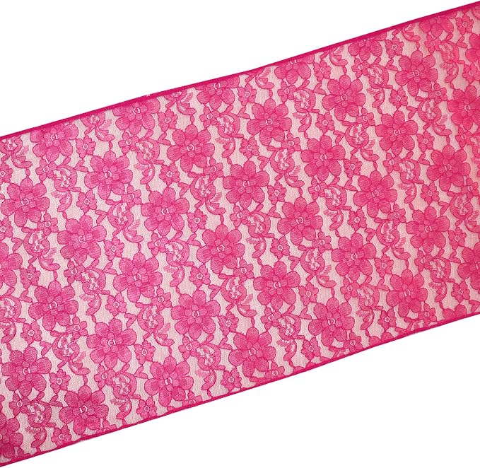 Zen Creative Designs 10 Pack Floral Lace Table Runner Sheer Lace Event Party Wedding Table Decor (12" by 90", Fuchsia) - Image 2