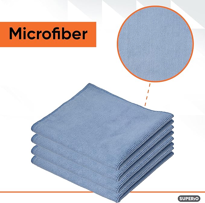 Superio Blue Microfiber Cleaning Cloth for Car, House, Bathroom, 16"x16" Miracle Cloth, Streak and Lint Free, No Detergent, All Purpose Cleaning Towel, Washable Rag (4) - Image 3