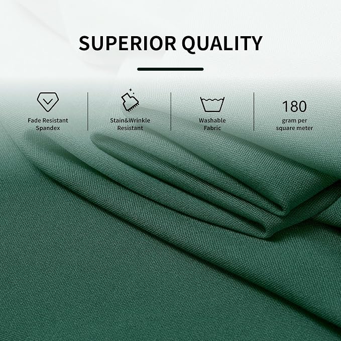 Spandex Tablecloth 6FT Rectangle Table Cover 4Pcs Hunter Green Wrinkle-Free - Image 4