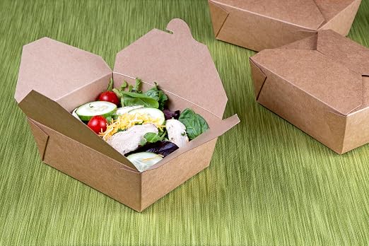 AmerCare Royal #8 Kraft Folded Takeout Box, 6 Inch x 4-3/4 Inch x 2.5 Inch, Package of 300 - Image 4