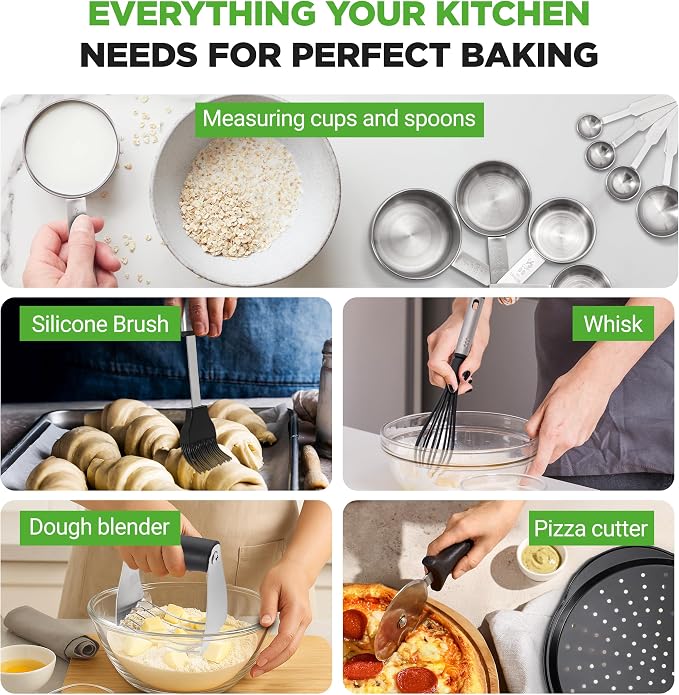 NutriChef 42 Pc Bakeware Set Nonstick, Carbon Steel Baking Pans w/Utensils | Complete Baking Set, Includes Muffin Pan, Loaf Pan, Cake Pan, & Baking Tools, Stackable, Oven Safe upto 446°F, Warp Resistant - Image 7