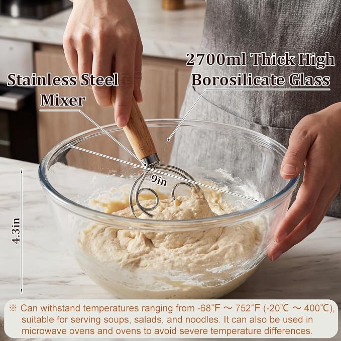 Sourdough Starter Kit with 9" Round & 10" Oval Bread Proofing Baskets | Pure Natural Indonesian Rattan Material and a Complete Set of Homemade Bread Baking Tools suitable for Beginners - Image 3