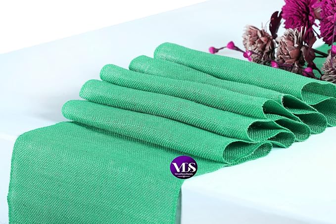 VDS Pack of 10, Burlap Table Runner 100% Natural Jute Rustic Hessian Table Cloth Centrepiece for Wedding Bridal Shower Birthday Event Party Banquet Table Decoration (Size 12X108 Inch)(Mint) - Image 3