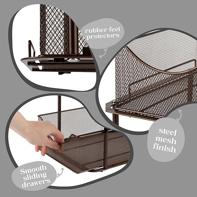 Sorbus Pull-Out Under Sink Organizer, Mesh Construction (Bronze, 2 Pack) - Image 4