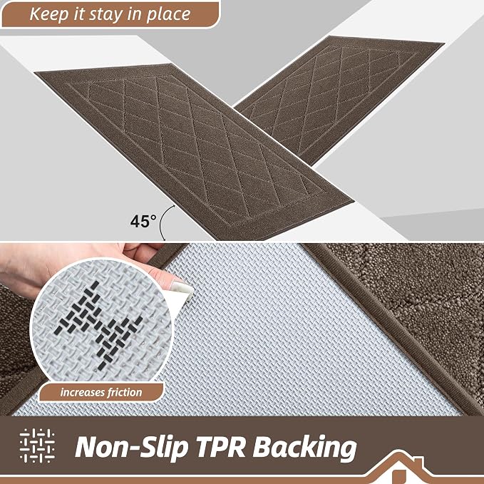 BEQHAUSE Dirt Trapper Door Mat 20" x 32", Doormat Non-Slip, Light Brown - Image 5