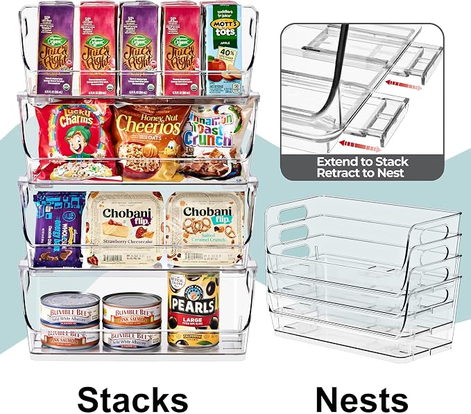 Sorbus Clear Pantry Organizer with Stackable Storage Bins, Open Front - Image 5