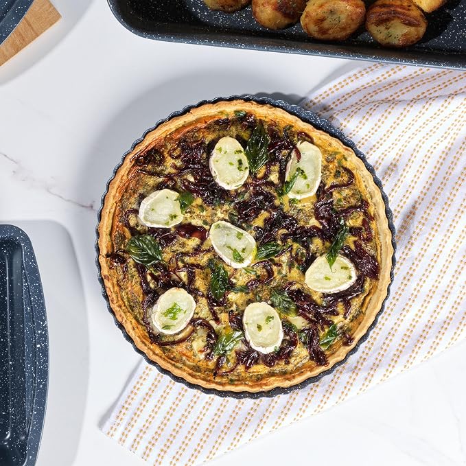 Russell Hobbs RH03411EU7 Nightfall Stone 28cm Tart Tin - 11 Inch Non-Stick Fluted Tart Pan, Round Flan Case, Quiche Dish, Pie Tin, Carbon Steel, Easy Clean Baking Pan, Oven Safe to 220 °C/Gas Mark 7 - Image 2