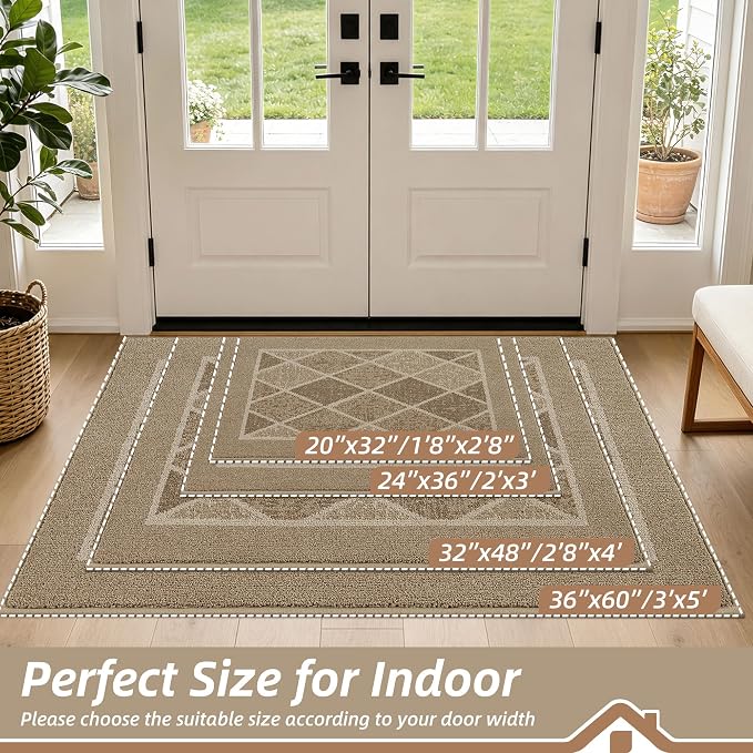 BEQHAUSE Dirt Trapper Door Mats 32" x 48", Non-Slip Washable, Beige - Image 2