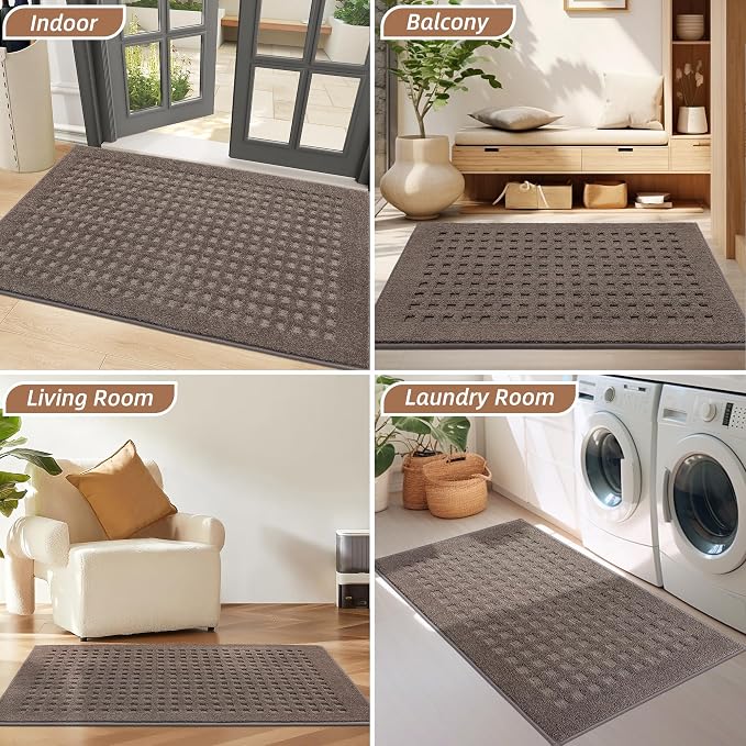 BEQHAUSE Dirt Trapper Door Mats 32"x48", Non Slip Washable, Brown - Image 8