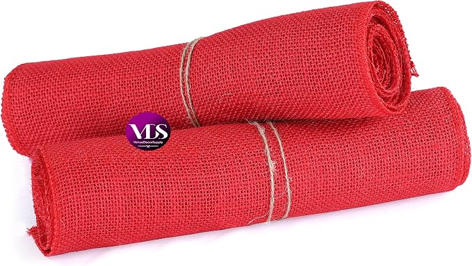 VDS Pack of 25, Burlap Table Runner 100% Natural Jute Rustic Hessian Table Cloth Centrepiece for Wedding Bridal Shower Birthday Event Party Banquet Table Decoration (Size 12X108 Inch)(Red) - Image 5