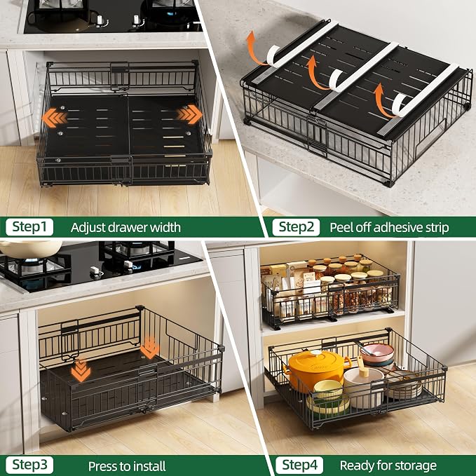 NETEL 2 Pack Expandable Pull Out Cabinet Organizer, 19.7" Deep - Image 4